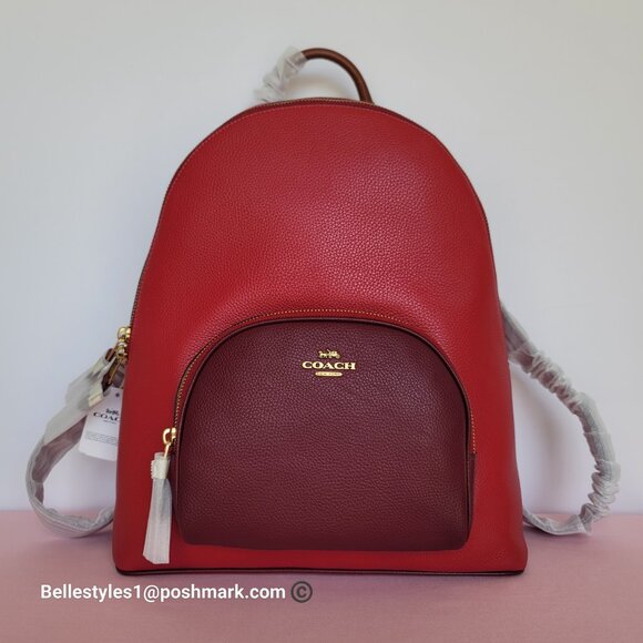 COACH Colorblocked Polished Pebble Leather Carrie Backpack -Red Apple Multi⭐ main image 6